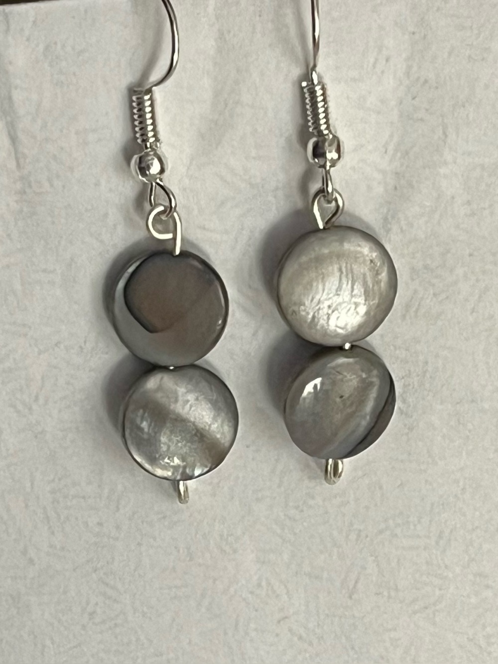 Silver Abalone Shell Dangle Earrings